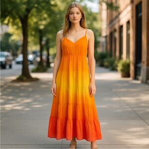 Jessica Simpson Vibrant Orange and Yellow Maxi Dress